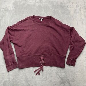 American Eagle Outfitters Burgundy Lace Up Cropped Sweatshirt Womens XXL